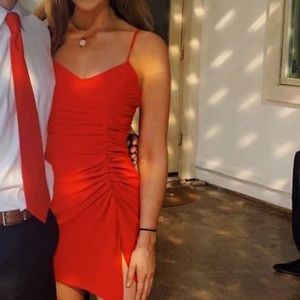 Red dress with slit! So flattering